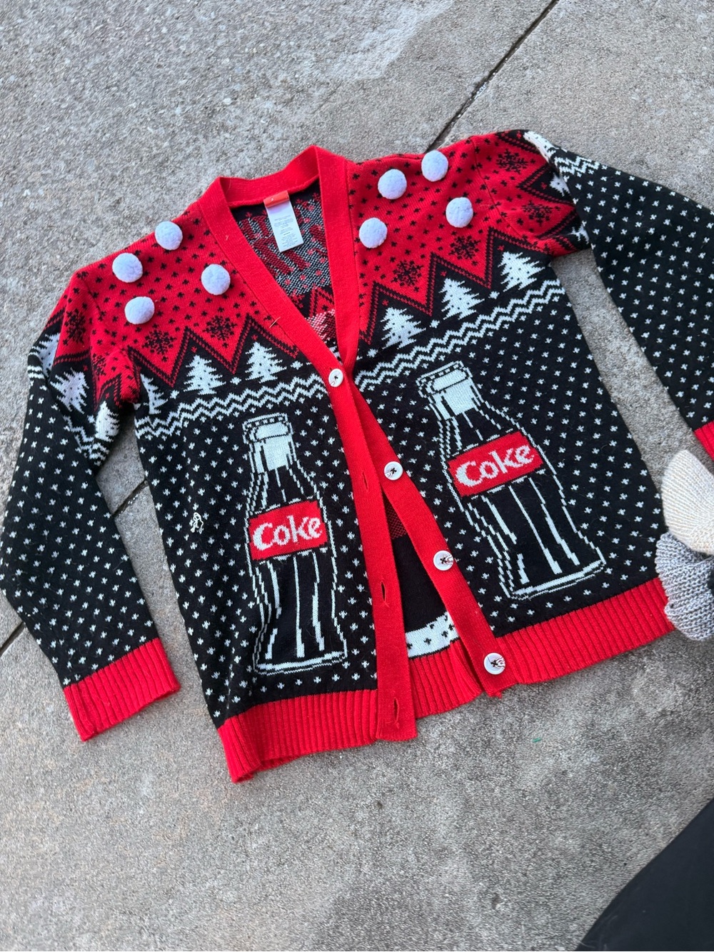 Coca Cola Red & Black Womens Holiday Cardigan